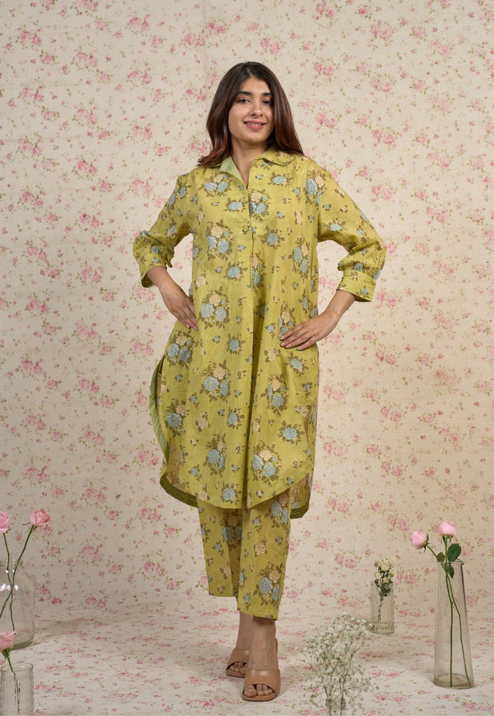 Grace Sanganeri Mul Cotton Straight Co-Ord Set