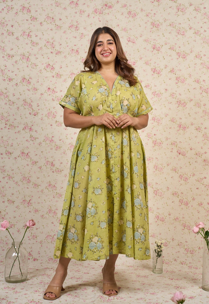 Grace Sanganeri Mul Cotton A Line Dress