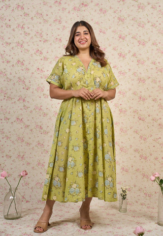 Grace Sanganeri Mul Cotton A Line Dress