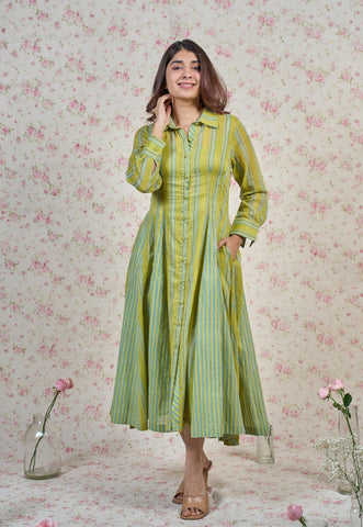Susan Green Sanganeri Mul Cotton A Line Dress